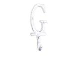 Handcrafted Model Ships K-9056-G-W Whitewashed Cast Iron Letter G Alphabet Wall Hook 6