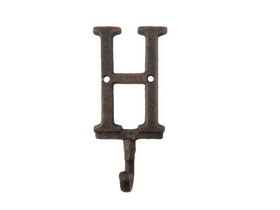 Handcrafted Model Ships K-9056-H-rc Rustic Copper Cast Iron Letter H Alphabet Wall Hook 6"