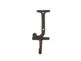 Handcrafted Model Ships K-9056-J-rc Rustic Copper Cast Iron Letter J Alphabet Wall Hook 6"