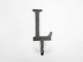 Handcrafted Model Ships K-9056-L-Cast-Iron Cast Iron Letter L Alphabet Wall Hook 6"