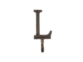 Handcrafted Model Ships K-9056-L-rc Rustic Copper Cast Iron Letter L Alphabet Wall Hook 6"