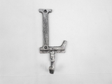 Handcrafted Model Ships K-9056-L-Silver Rustic Silver Cast Iron Letter L Alphabet Wall Hook 6