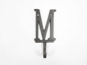 Handcrafted Model Ships K-9056-M-Cast-Iron Cast Iron Letter M Alphabet Wall Hook 6"