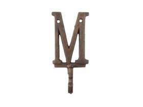 Handcrafted Model Ships K-9056-M-rc Rustic Copper Cast Iron Letter M Alphabet Wall Hook 6"