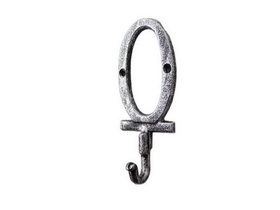 Handcrafted Model Ships K-9056-O-Silver Rustic Silver Cast Iron Letter O Alphabet Wall Hook 6"