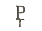 Handcrafted Model Ships K-9056-P-gold Rustic Gold Cast Iron Letter P Alphabet Wall Hook 6
