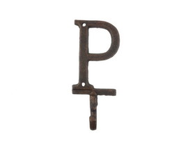 Handcrafted Model Ships K-9056-P-rc Rustic Copper Cast Iron Letter P Alphabet Wall Hook 6"