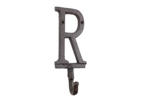 Handcrafted Model Ships K-9056-R-Cast-Iron Cast Iron Letter R Alphabet Wall Hook 6"