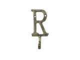 Handcrafted Model Ships K-9056-R-gold Rustic Gold Cast Iron Letter R Alphabet Wall Hook 6