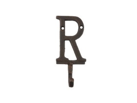 Handcrafted Model Ships K-9056-R-rc Rustic Copper Cast Iron Letter R Alphabet Wall Hook 6"
