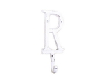 Handcrafted Model Ships K-9056-R-W Whitewashed Cast Iron Letter R Alphabet Wall Hook 6