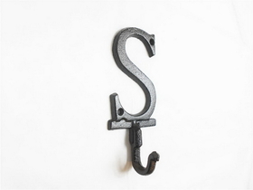 Handcrafted Model Ships K-9056-S-Cast-Iron Cast Iron Letter S Alphabet Wall Hook 6"