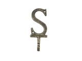 Handcrafted Model Ships K-9056-S-gold Rustic Gold Cast Iron Letter S Alphabet Wall Hook 6