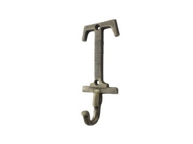 Handcrafted Model Ships K-9056-T-gold Rustic Gold Cast Iron Letter T Alphabet Wall Hook 6"