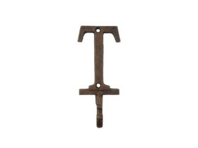 Handcrafted Model Ships K-9056-T-rc Rustic Copper Cast Iron Letter T Alphabet Wall Hook 6"