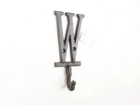 Handcrafted Model Ships K-9056-W-Cast-Iron Cast Iron Letter W Alphabet Wall Hook 6"