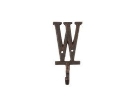 Handcrafted Model Ships K-9056-W-rc Rustic Copper Cast Iron Letter W Alphabet Wall Hook 6"