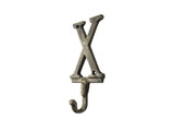 Handcrafted Model Ships K-9056-X-gold Rustic Gold Cast Iron Letter X Alphabet Wall Hook 6