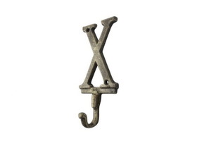 Handcrafted Model Ships K-9056-X-gold Rustic Gold Cast Iron Letter X Alphabet Wall Hook 6"