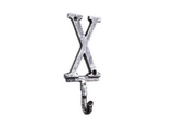 Handcrafted Model Ships K-9056-X-Silver Rustic Silver Cast Iron Letter X Alphabet Wall Hook 6