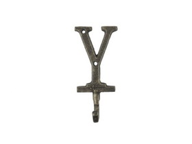 Handcrafted Model Ships K-9056-Y-gold Rustic Gold Cast Iron Letter Y Alphabet Wall Hook 6"
