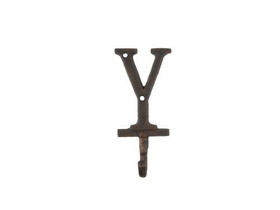 Handcrafted Model Ships K-9056-Y-rc Rustic Copper Cast Iron Letter Y Alphabet Wall Hook 6"