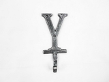 Handcrafted Model Ships K-9056-Y-Silver Rustic Silver Cast Iron Letter Y Alphabet Wall Hook 6