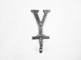 Handcrafted Model Ships K-9056-Y-Silver Rustic Silver Cast Iron Letter Y Alphabet Wall Hook 6"