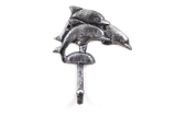 Handcrafted Model Ships K-9058-Silver Rustic Silver Cast Iron Dolphins Wall Hook 6