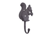 Handcrafted Model Ships k-9058-sq-cast-iron Cast Iron Squirrel with Acorn Decorative Metal Wall Hook 7