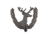 Handcrafted Model Ships k-9069-cast-iron Cast Iron Reindeer with Wreath Decorative Metal Wall Hook 7