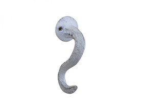 Handcrafted Model Ships K-9099-w Whitewashed Cast Iron Octopus Tentacle Decorative Metal Wall Hook 4.5"
