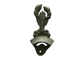Handcrafted Model Ships K-9113-cast-iron Cast Iron Wall Mounted Lobster Bottle Opener 6"