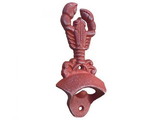Handcrafted Model Ships K-9113-ww-red Red Whitewashed Cast Iron Wall Mounted Lobster Bottle Opener 6"