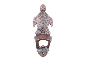 Handcrafted Model Ships K-9114-RC Rustic Copper Cast Iron Wall Mounted Sea Turtle Bottle Opener 6"