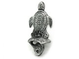 Handcrafted Model Ships K-9114-silver Antique Silver Cast Iron Wall Mounted Sea Turtle Bottle Opener 6