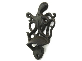 Handcrafted Model Ships K-9116-cast-iron Cast Iron Wall Mounted Octopus Bottle Opener 6&quot;