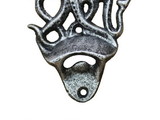 Handcrafted Model Ships K-9116-silver Antique Silver Cast Iron Wall Mounted Octopus Bottle Opener 6"