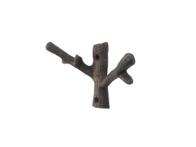 Handcrafted Model Ships K-9128-rc Rustic Copper Cast Iron Forked Tree Branch Decorative Metal Double Wall Hooks 5"