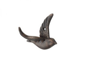 Handcrafted Model Ships K-9185-rc Rustic Copper Cast Iron Flying Bird Decorative Metal Wing Wall Hook 5.5"