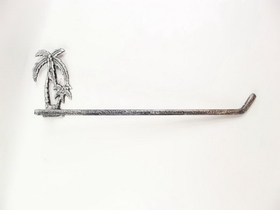 Handcrafted Model Ships K-9208-P-Silver Rustic Silver Cast Iron Palm Tree Wall Mounted Paper Towel Holder 17"
