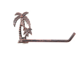 Handcrafted Model Ships K-9208-RC Rustic Copper Cast Iron Palm Tree Toilet Paper Holder 10&quot;