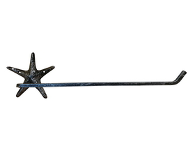 Handcrafted Model Ships K-9209-P-Silver Rustic Silver Cast Iron Starfish Wall Mounted Paper Towel Holder 18"