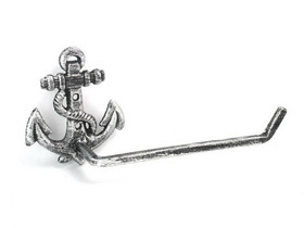 Handcrafted Model Ships K-9210-silver-k Antique Silver Cast Iron Anchor Hand Towel Holder 10"