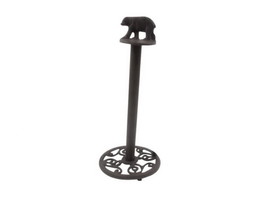 Handcrafted Model Ships k-9211-B-cast-iron-T Cast Iron Black Bear Bathroom Extra Toilet Paper Stand 16"