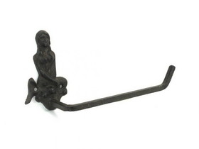 Handcrafted Model Ships K-9212-cast-iron Cast Iron Mermaid Toilet Paper Holder 10"