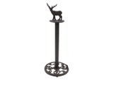 Handcrafted Model Ships k-9212-M-cast-iron-T Cast Iron Moose Bathroom Extra Toilet Paper Stand 16