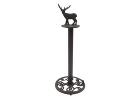 Handcrafted Model Ships k-9212-M-cast-iron-T Cast Iron Moose Bathroom Extra Toilet Paper Stand 16"