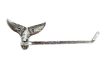 Handcrafted Model Ships K-9214-Silver Rustic Silver Cast Iron Whale Tail Toilet Paper Holder 11"