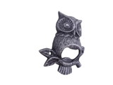 Handcrafted Model Ships K-9222-Owl-silver Rustic Silver Cast Iron Owl Wall Mounted Bottle Opener 6"